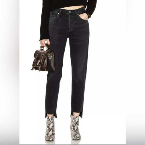 Citizens of Humanity Premium Vintage Liya Hi-Lo Hem Jeans in Black size 25 - Picture 1 of 10